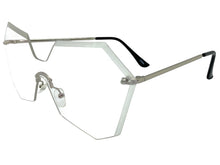Sleek Modern Retro Shield Style SUNGLASSES Silver Rimless Frame 4683
