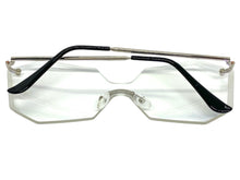 Sleek Modern Retro Shield Style SUNGLASSES Silver Rimless Frame 4683