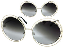 Oversized Exaggerated Vintage Retro Style SUNGLASSES Large Round Silver Frame 3590