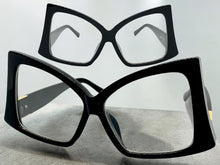 Oversized Exaggerated Vintage Retro Style Clear Lens EYEGLASSES Large Black Frame 9584