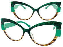 Oversized Exaggerated Vintage Retro Cat Eye Style Clear Lens EYEGLASSES Green Frame 5224