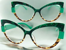 Oversized Exaggerated Vintage Retro Cat Eye Style Clear Lens EYEGLASSES Green Frame 5224