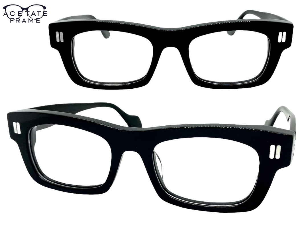 Classic Vintage Retro Style Clear Lens Optical EYEGLASSES Black Acetate Frame 2037