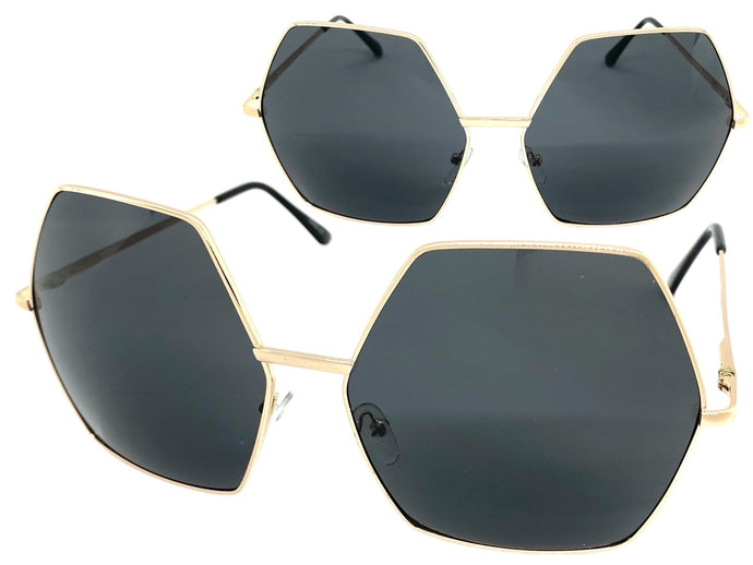 Oversized Exaggerated Vintage Retro Style SUNGLASSES Large Gold Frame 4047