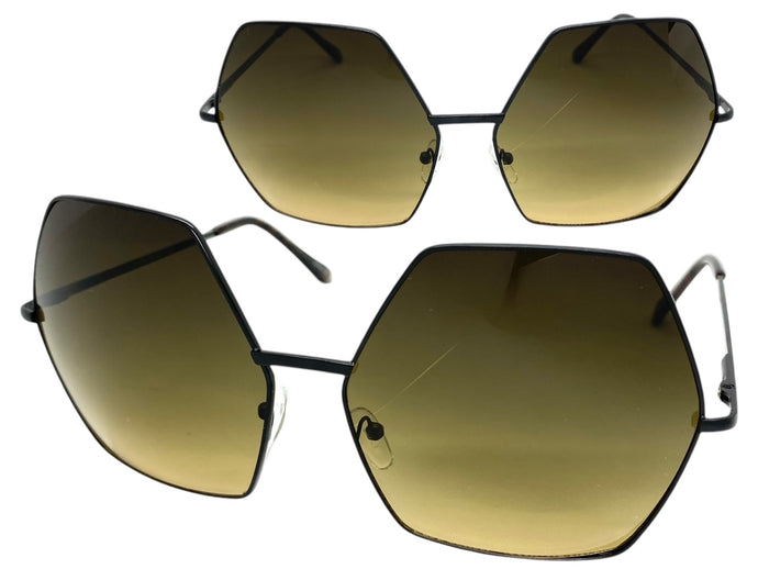 Oversized Exaggerated Vintage Retro Style SUNGLASSES Large Black Frame 4047