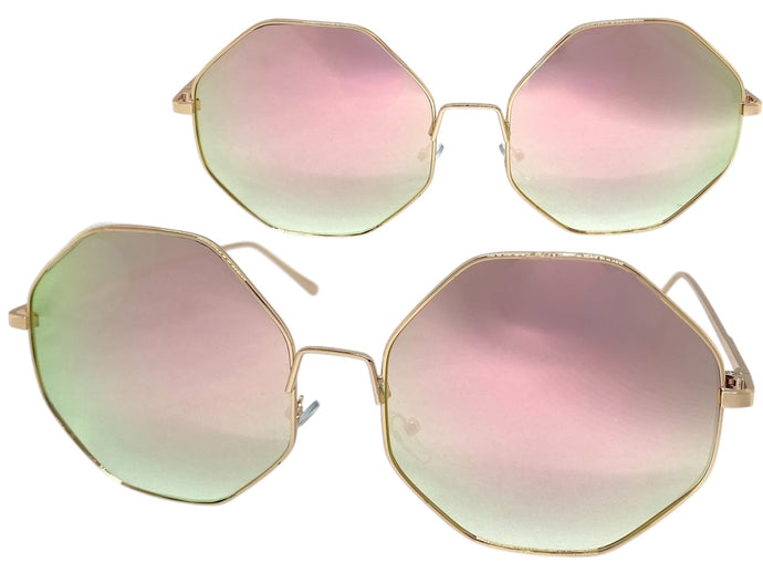 Oversized Exaggerated Vintage Retro Style SUNGLASSES Large Octagon Rose Gold Frame 4150