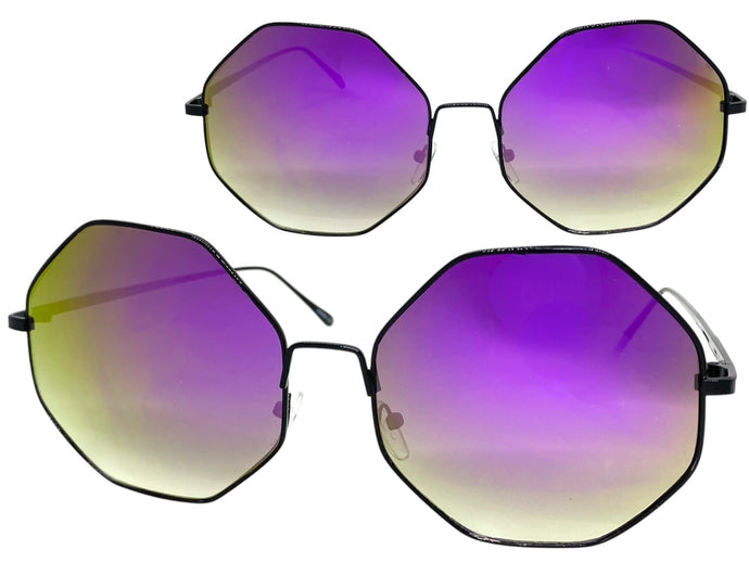 Oversized Exaggerated Vintage Retro Style SUNGLASSES Large Octagon Black Frame 4150