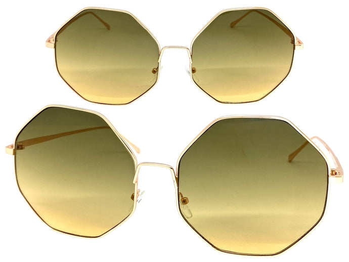 Oversized Exaggerated Vintage Retro Style SUNGLASSES Large Rose Gold Octagon Frame 4150