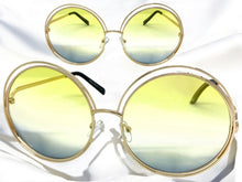 Oversized Exaggerated Vintage Retro Style SUNGLASSES Large Round Gold Frame 3590