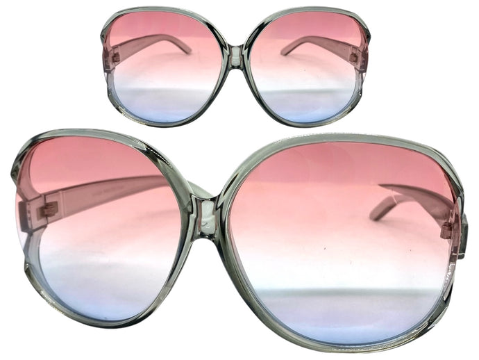 Oversized Exaggerated Vintage Retro Style SUNGLASSES Huge Gray Frame 80007