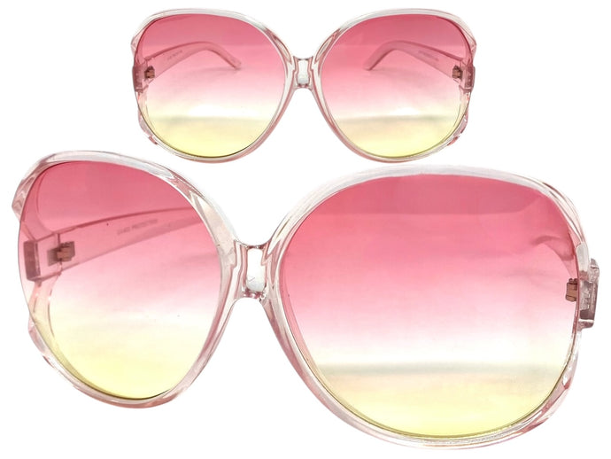 Oversized Exaggerated Vintage Retro Style SUNGLASSES Huge Pink Frame 80007