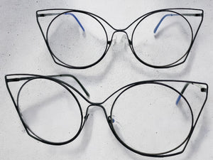 Oversized Exaggerated Retro Cat Eye Style Clear Lens EYEGLASSES Huge Black Frame 4485