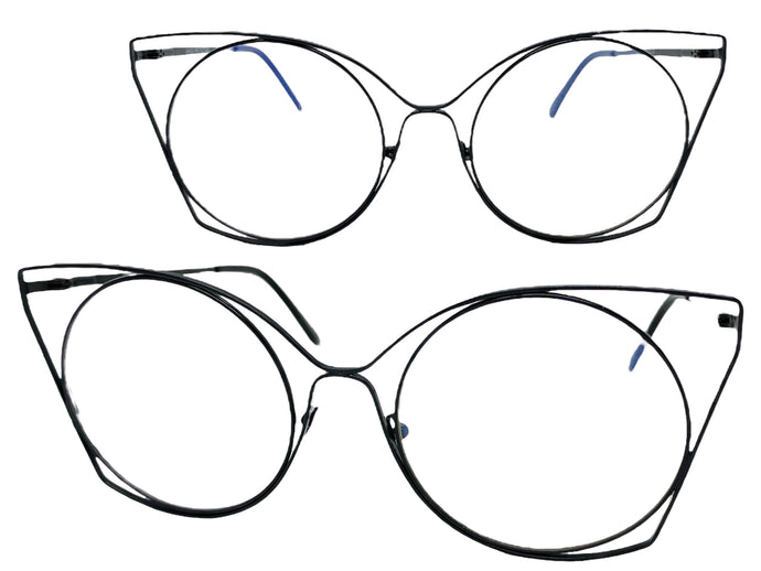 Oversized Exaggerated Retro Cat Eye Style Clear Lens EYEGLASSES Huge Black Frame 4485