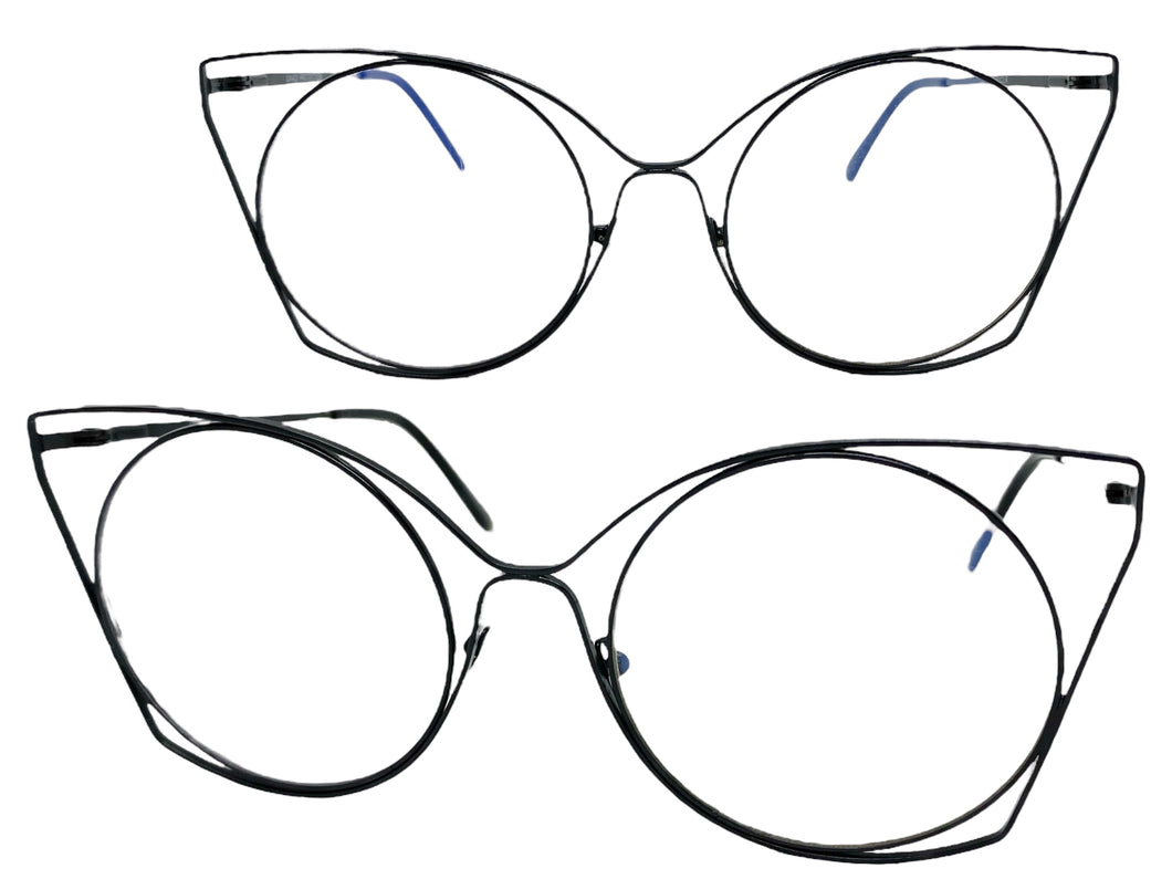 Oversized Exaggerated Retro Cat Eye Style Clear Lens EYEGLASSES Huge Black Frame 4485