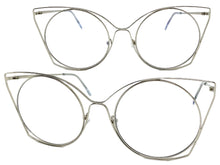 Oversized Exaggerated Retro Cat Eye Style Clear Lens EYEGLASSES Huge Silver Frame 4485