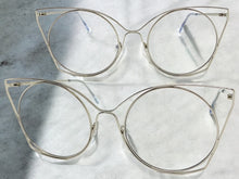 Oversized Exaggerated Retro Cat Eye Style Clear Lens EYEGLASSES Huge Silver Frame 4485