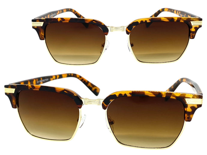 Classic Hardcore Vintage Retro Style SUNGLASSES Tortoise & Gold Frame 27539