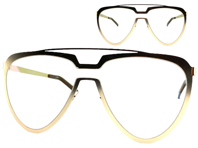 Oversized Modern Retro Aviator Style Clear Lens SUNGLASSES Large Gold Frame 4660