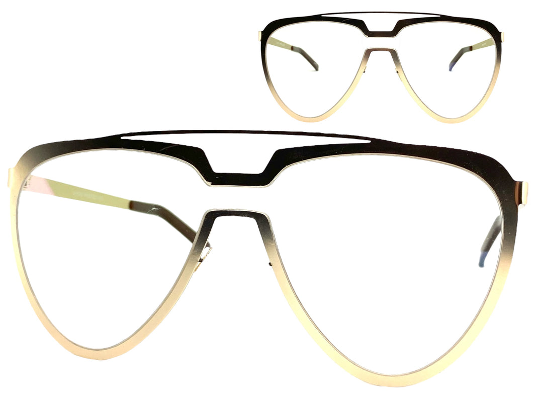 Oversized Modern Retro Aviator Style Clear Lens SUNGLASSES Large Gold Frame 4660
