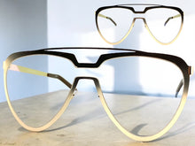 Oversized Modern Retro Aviator Style Clear Lens SUNGLASSES Large Gold Frame 4660