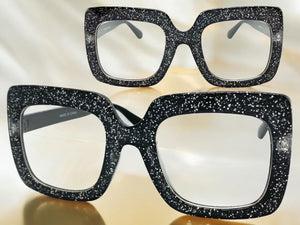 Oversized Classic Vintage Retro Style Clear Lens EYEGLASSES Large Square Black Frame 80984