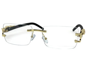 Classy Elegant Modern Luxury Style Clear Lens EYEGLASSES Rimless Gold Frame 27715