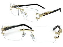 Classy Elegant Modern Luxury Style Clear Lens EYEGLASSES Rimless Gold Frame 27715