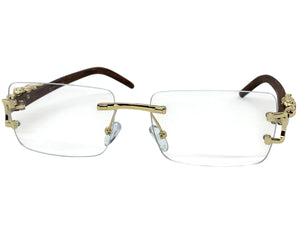 Classy Elegant Modern Luxury Style Clear Lens EYEGLASSES Rimless Gold Frame 27715