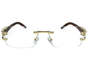 Classy Elegant Modern Luxury Style Clear Lens EYEGLASSES Rimless Gold Frame 27715