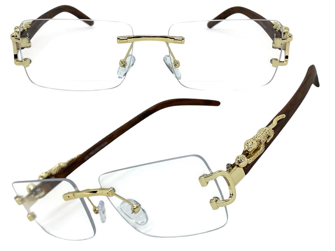 Classy Elegant Modern Luxury Style Clear Lens EYEGLASSES Rimless Gold Frame 27715