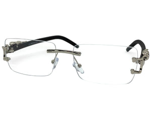 Classy Elegant Modern Luxury Style Clear Lens EYEGLASSES Rimless Silver Frame 27715