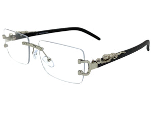 Classy Elegant Modern Luxury Style Clear Lens EYEGLASSES Rimless Silver Frame 27715