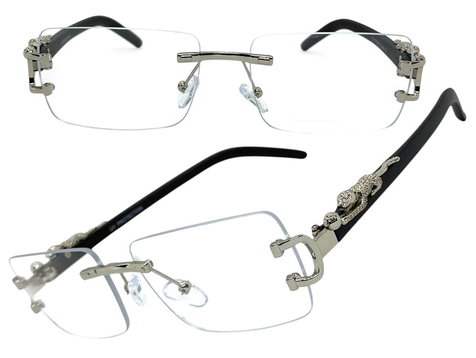 Classy Elegant Modern Luxury Style Clear Lens EYEGLASSES Rimless Silver Frame 27715