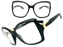 Classic Vintage Retro Style Clear Lens EYEGLASSES Large Square Black Frame 89005