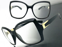 Classic Vintage Retro Style Clear Lens EYEGLASSES Large Square Black Frame 89005