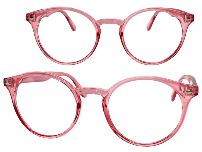 Classic Vintage Retro Style Clear Lens EYEGLASSES Round Pink Frame 1728