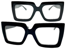 Oversized Classic Vintage Retro Style Clear Lens EYEGLASSES Large Square Black Frame 2058