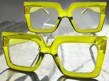 Oversized Classic Vintage Retro Style Clear Lens EYEGLASSES Large Square Green Frame 2058