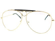 Oversized Vintage Retro Aviator Style Clear Lens SUNGLASSES Gold Frame AB266