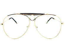 Oversized Vintage Retro Aviator Style Clear Lens SUNGLASSES Gold Frame AB266