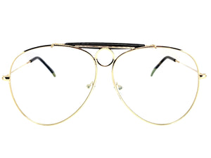 Oversized Vintage Retro Aviator Style Clear Lens SUNGLASSES Gold Frame AB266