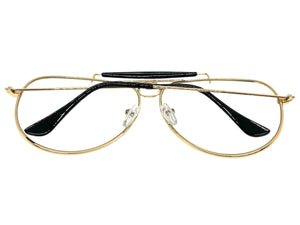 Oversized Vintage Retro Aviator Style Clear Lens SUNGLASSES Gold Frame AB266