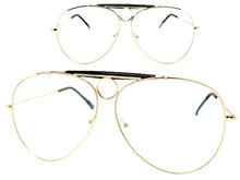 Oversized Vintage Retro Aviator Style Clear Lens SUNGLASSES Gold Frame AB266