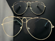 Oversized Vintage Retro Aviator Style Clear Lens SUNGLASSES Gold Frame AB266