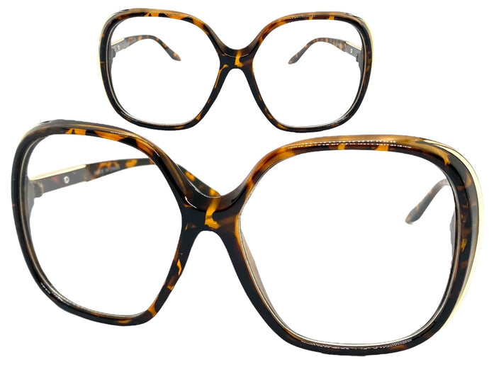 Oversized Vintage Retro Style Clear Lens EYEGLASSES Large Square Tortoise Frame 89024