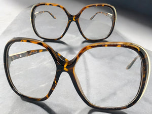Oversized Vintage Retro Style Clear Lens EYEGLASSES Large Square Tortoise Frame 89024