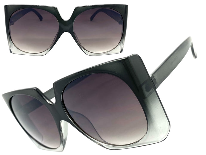 Oversized Vintage Retro Style SUNGLASSES Large Square Gray Frame E1413