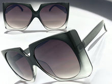 Oversized Vintage Retro Style SUNGLASSES Large Square Gray Frame E1413