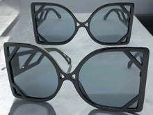 Oversized Vintage Retro Style SUNGLASSES Large Square Black Frame 80080