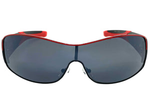 Classic Contemporary Modern Wrap Style SUNGLASSES Sleek Black & Red Frame 3734